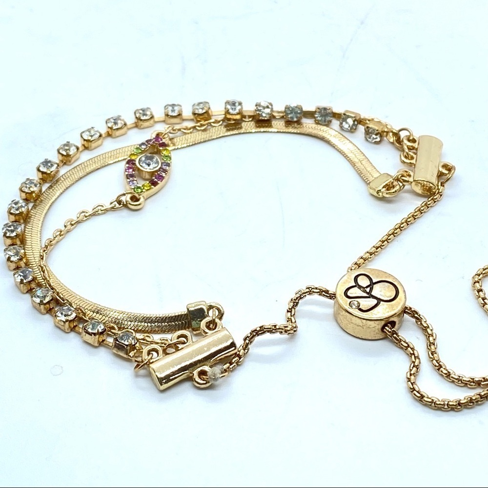 JESSICA SIMPSON Gold Rhinestone Slider Bracelet